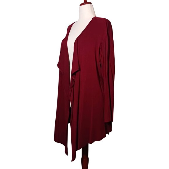 Vince Camuto Drape Front Open Cardigan Burgundy/Maroon Red Size 2X B2 - Picture 3 of 11
